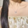Clear Sky Pink Zircon Bow Necklace, S925 Sterling Silver, Micro-set Fine Chain, Everyday Wear.
