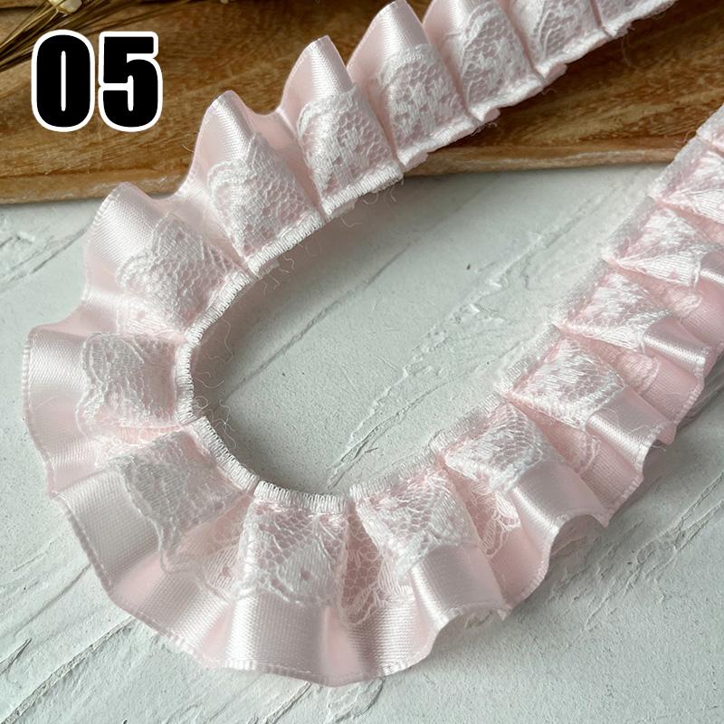 9M Lolita Lace Bead Ruffled Lace Fabric Pleated Edging Satin Ribbon Diy Baby Clothing Skirt Curtain Furniture Decor Lace Trim