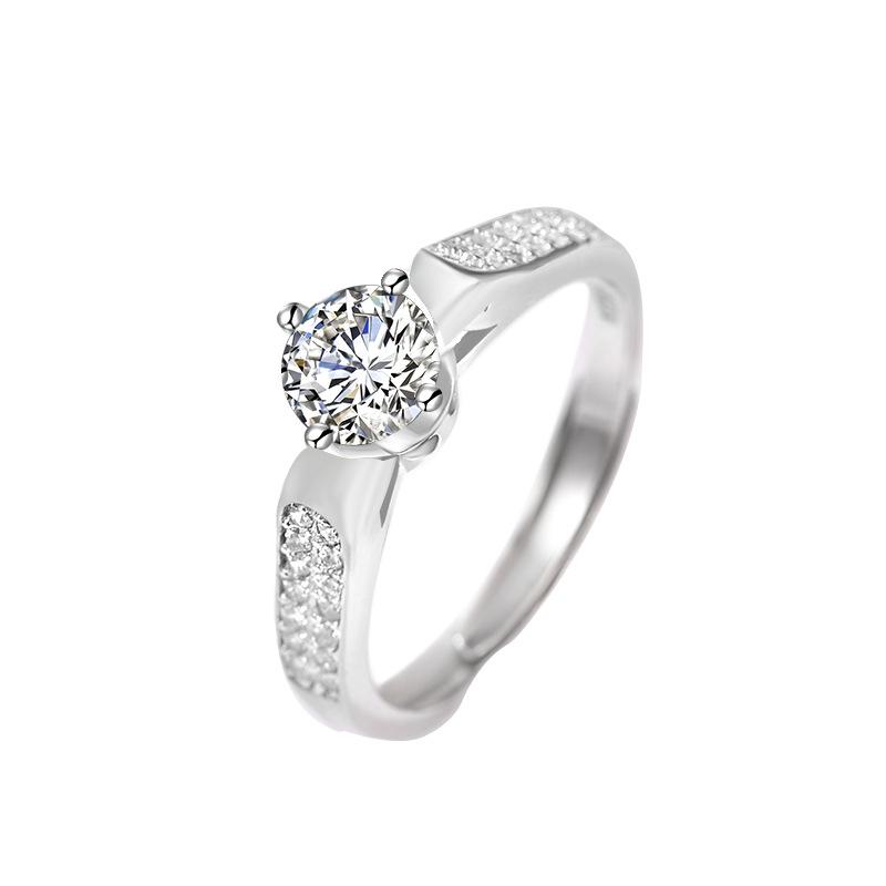 S925 Sterling Silver Romantic Simulated Diamond Open Band Ring for Women - Elegant Gift for Girlfriend.
