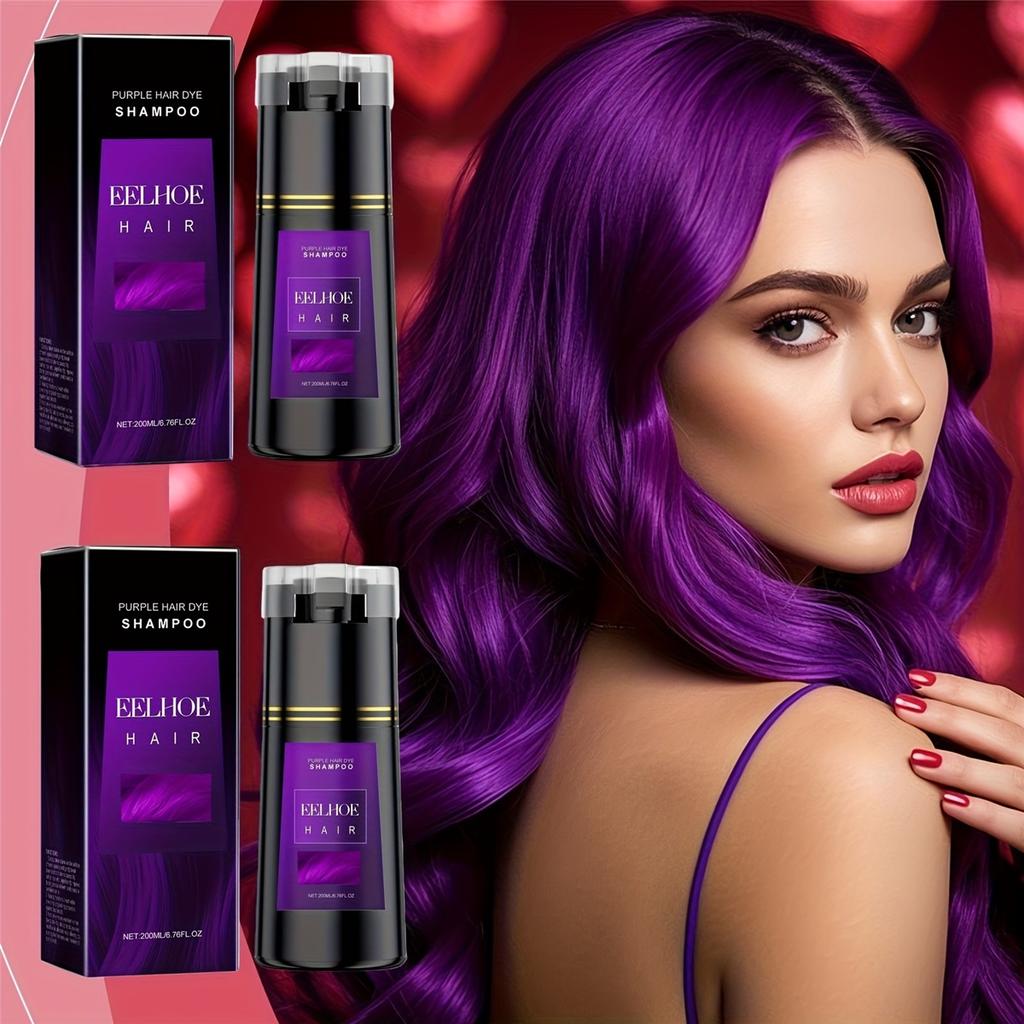 1/2 Pack Purple Hair Dye Shampoo 3-in-1 - Easy Coloring, Glycerin Moisturizing, Long-Lasting Color for All Hair Types