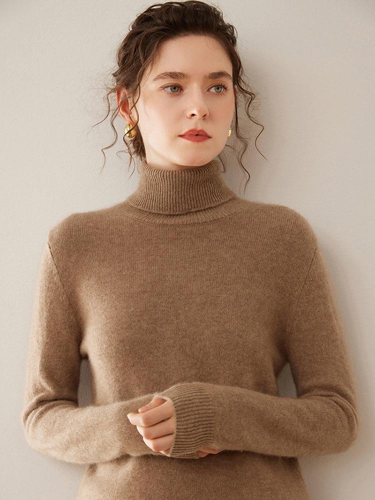 Cashmere Knit Women's High Neck Long Sleeve Sweater - Soft, Loose, Warm, and Skin-Friendly for Autumn and Winter