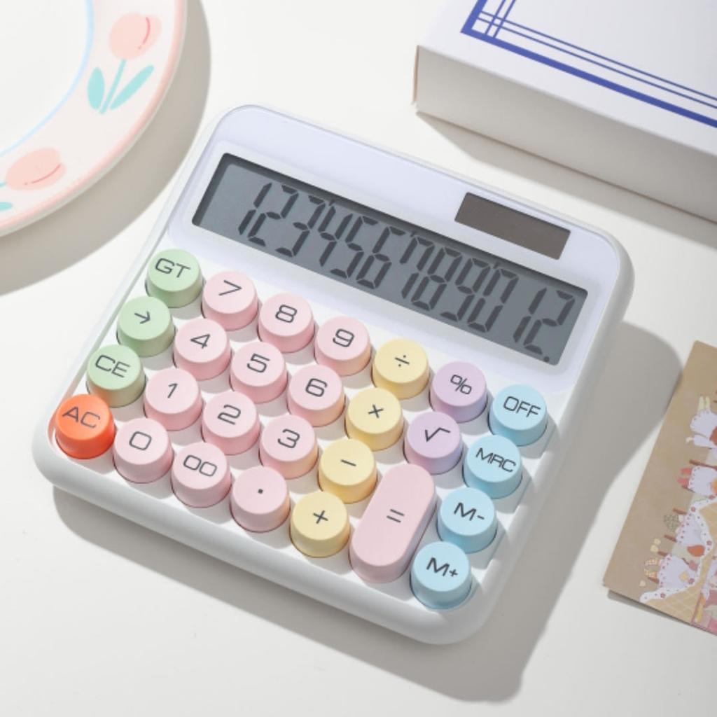 Roztomilá 12místná kalkulačka s velkým LCD displejem Kalkulačka mechanických spínačů s velkým LCD displejem pro studentské kancelářské práce