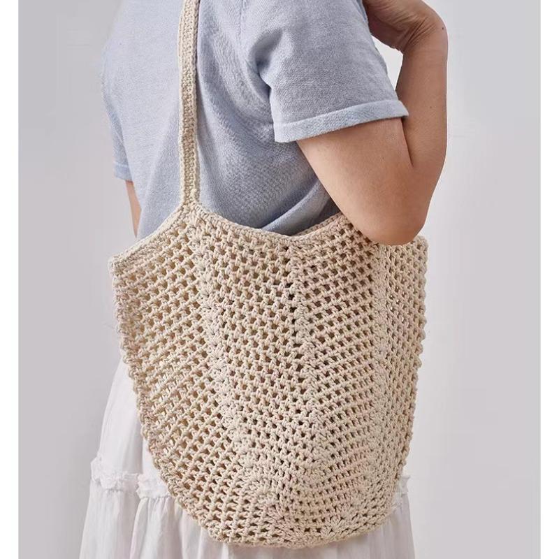 Handliche faltbare Einkaufs-Baumwollnetztasche, wiederverwendbare Obstnetztasche, gewebte Netztasche mit Hohlmuster für die Küchenaufbewahrung