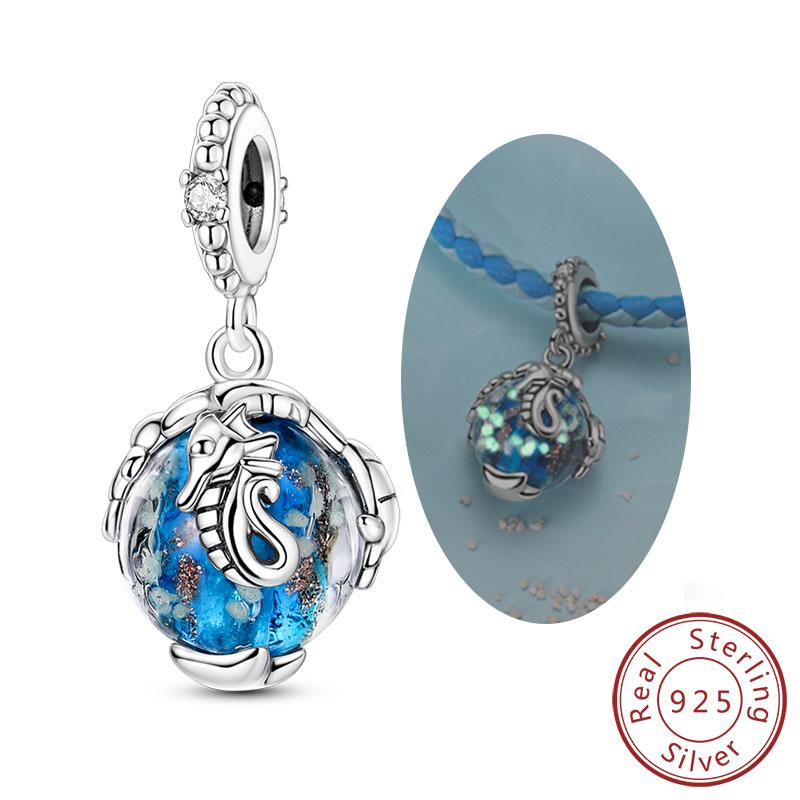 New Copper Charms Beads Pendants Summer Ocean Turtle Beach Fruit Shell Blue Charm For Women Bracelet Jewelry Gift