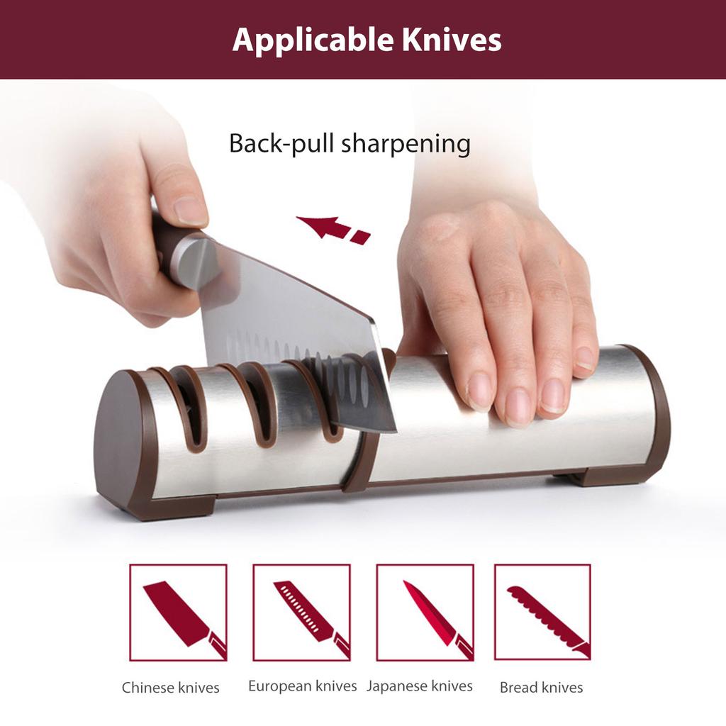 Manuální kuchyňská ostřička 3 stupňová pro rychlé ostření, obnovu, leštění, pro kuchyňské použití, ergonomický úchop