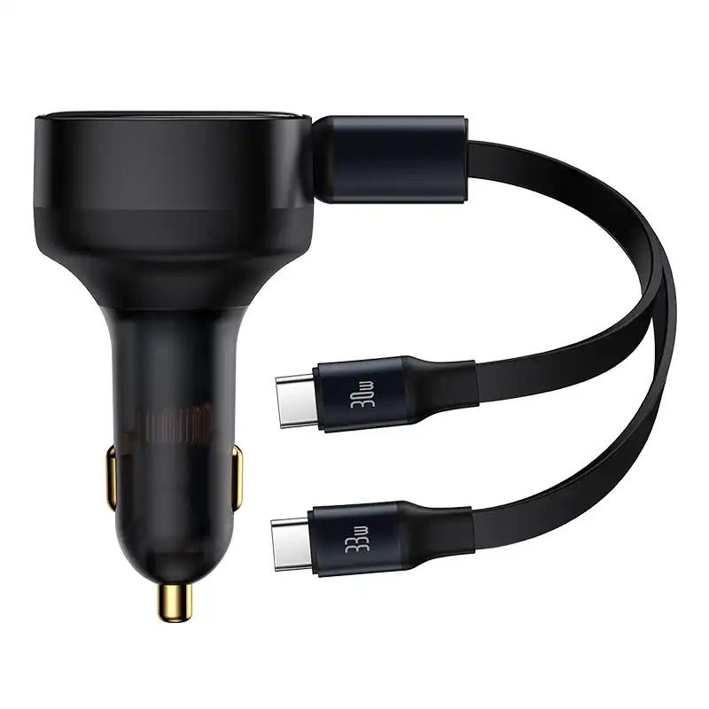 Ładowarka Samochodowa Baseus Enjoyment Z Kablami Usb-C, 33W (Czarna)