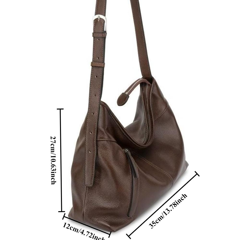 Genuine Leather Hobo Bag Women - Large Capacity Soft Leather Shoulder Crossbody Bag with Adjustable Strap for Daily Use