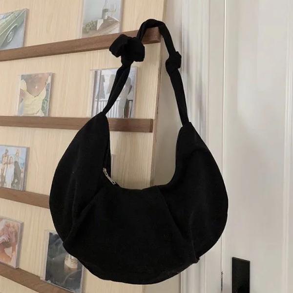 

WTEMPO Simple Casual Women s Canvas Crossbody Bags Solid Color Singer Shoulder Bags Versatile Soft Shopping Bags 1pc чёрный