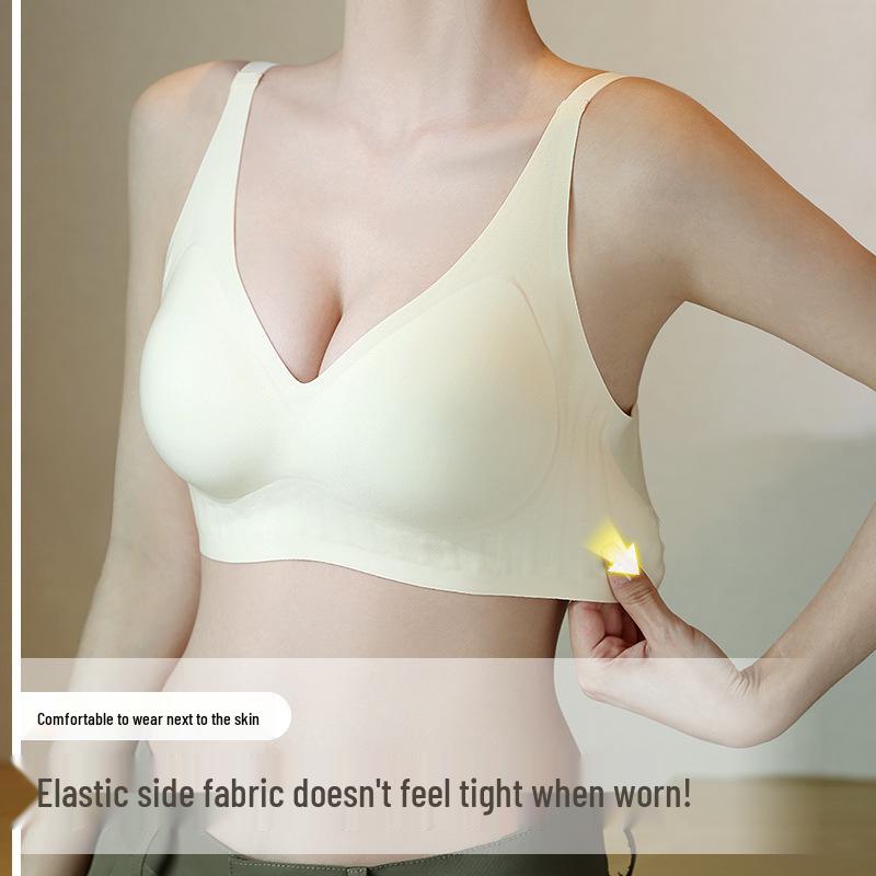 C23 Women's Seamless Gathered Support Bra - Small Chest, Wire-Free, Anti-Sagging, Fixed Cups