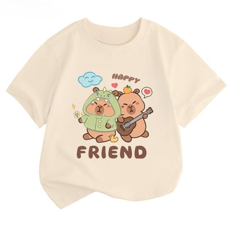 Cute Short Sleeved T-shirt for Boys and Girls, Children's Clothing, Student Style