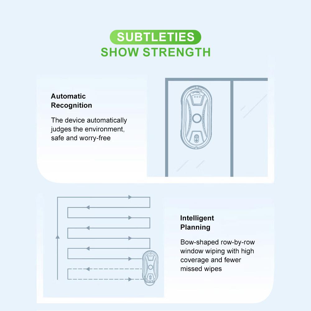 PuRuiKai AI Window Cleaning Robot Smart Automatic Cleaner Streak-Free for Windows/Tiles/Glass Doors Self-Cleaning Ultra Quiet