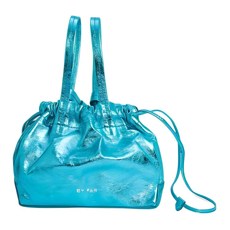 

By Far Malmo Metal Texture Fashion Sheepskin Leather Tote Shoulder Bag Medium Women Bags Sea-Blue 23SSMLMOAQAMED Basic Set (Bag+Dust Bag)