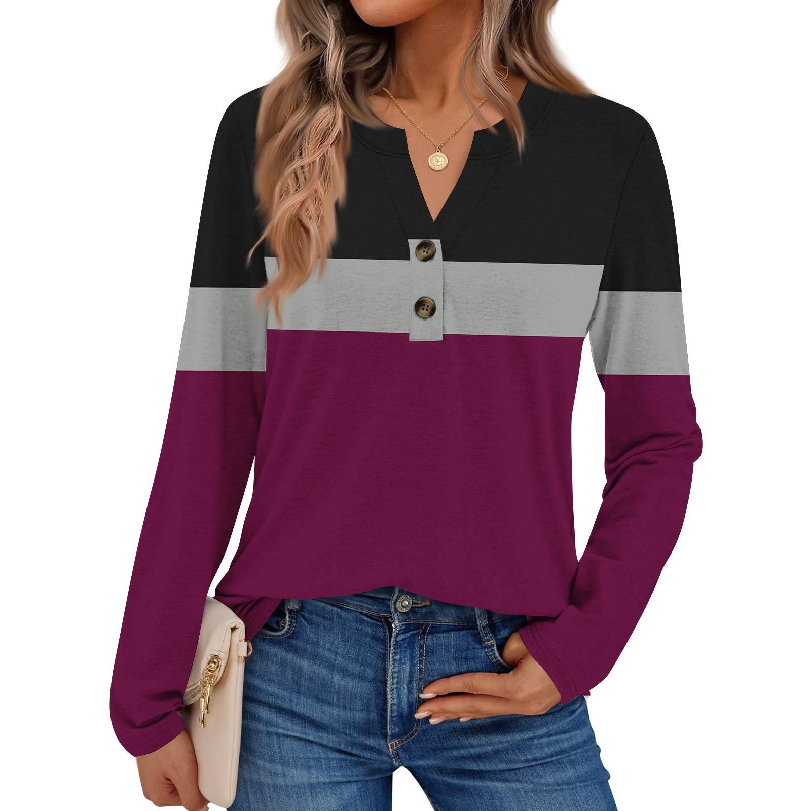 

Women s Color Long Sleeve Shirts Elegant Casual Tops Trendy Shirts Tops XL