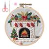 Christmas Embroidery Kit Winter Landscape Embroidery Starter Kit Santa Claus Embroidery Craft Set with Pattern Threads Needles for Beginners Adults