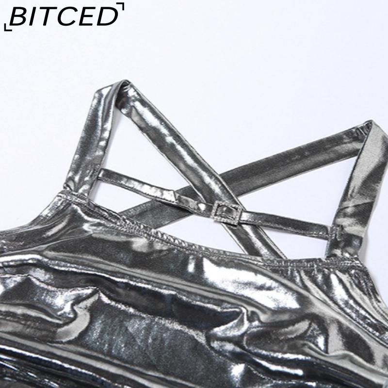 BITCED Spring/Summer Women's Solid-Colour Slim-Fit Fashion Strappy Drape-Detail Sexy Backless Tank Top