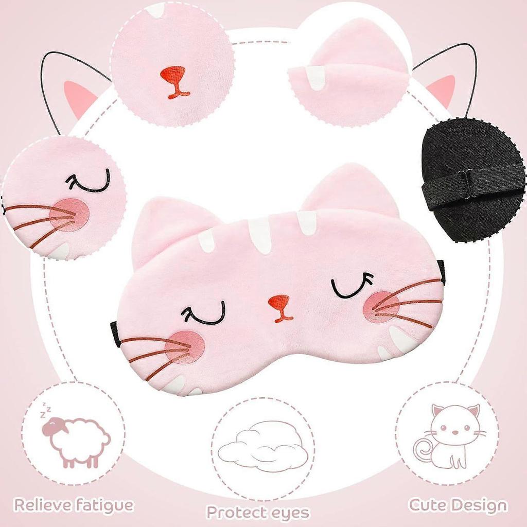 3 Stück Schlafmaske für Kinder Mädchen Niedliche Katze Schlaf-Augenabdeckung Weiche Maske Bequem Lustiges Tier Nacht-Augenbinde Abdeckung für Kinder Mädchen Frauen Zuhause