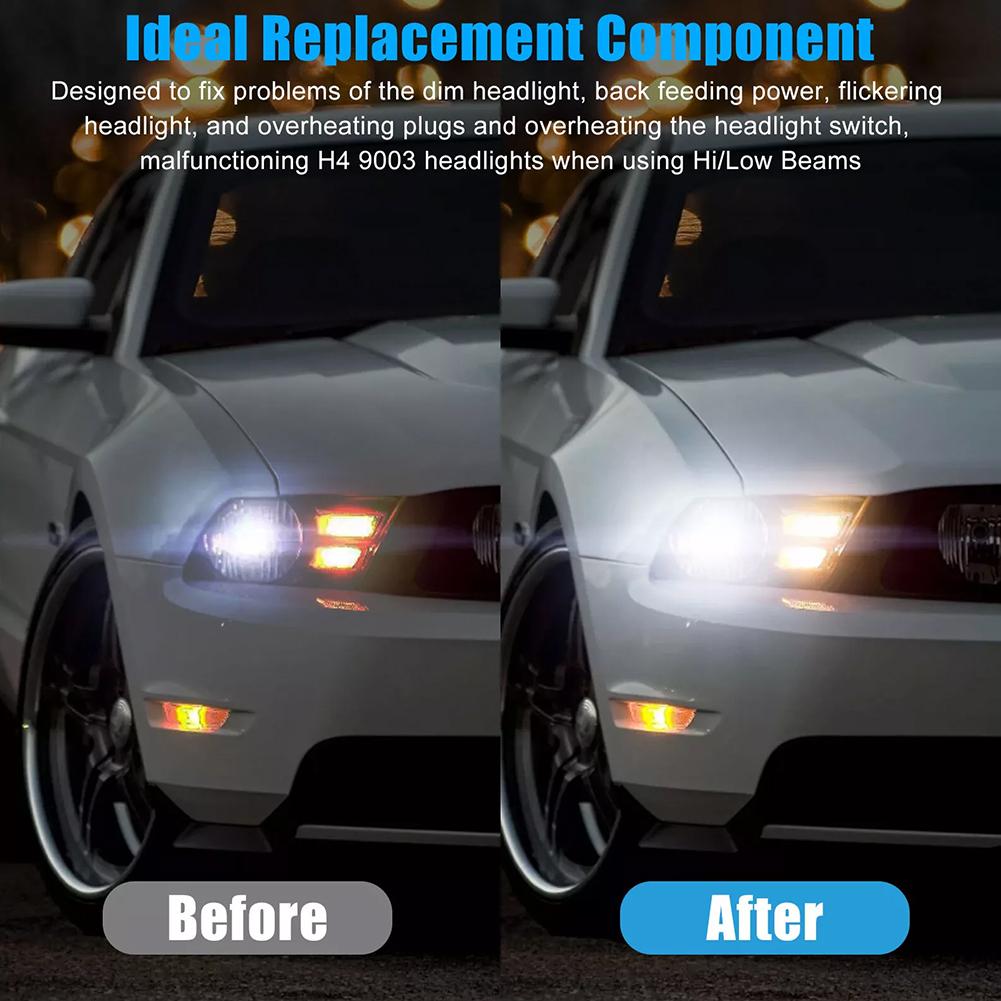 H4 LED Headlights Relay Wiring Harness Kit H6054 7x6 5x7 for Wrangler YJ Cherokee XJ Tacoma