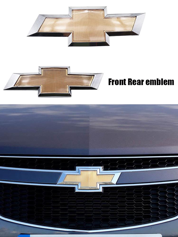2pcs 3D ABS Car Front and Rear logo Front grill Rear Bumper tail door trunk Emblem sticker Accessories For Chevrolet 09-14 Cruze