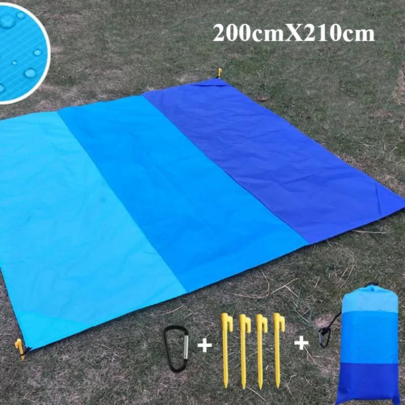 200x210cm Waterproof Pocket Beach Mat Folding Camping Sand Free Blanket Mattress Portable Lightweight Mat Outdoor Picnic Mat
