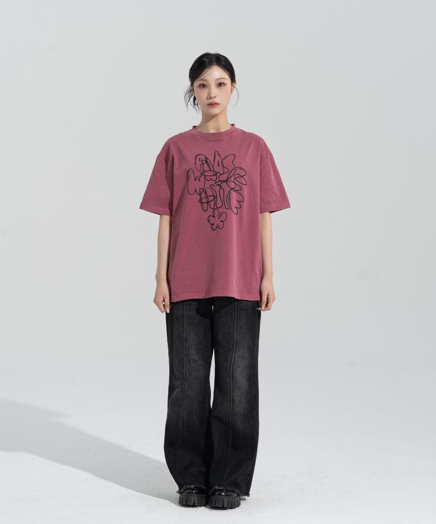 Peijeuhwaiteu [Phase_4] Graffiti Pigment Dyed Shortsleeves _Pigment Burgundy / 8802026-St26