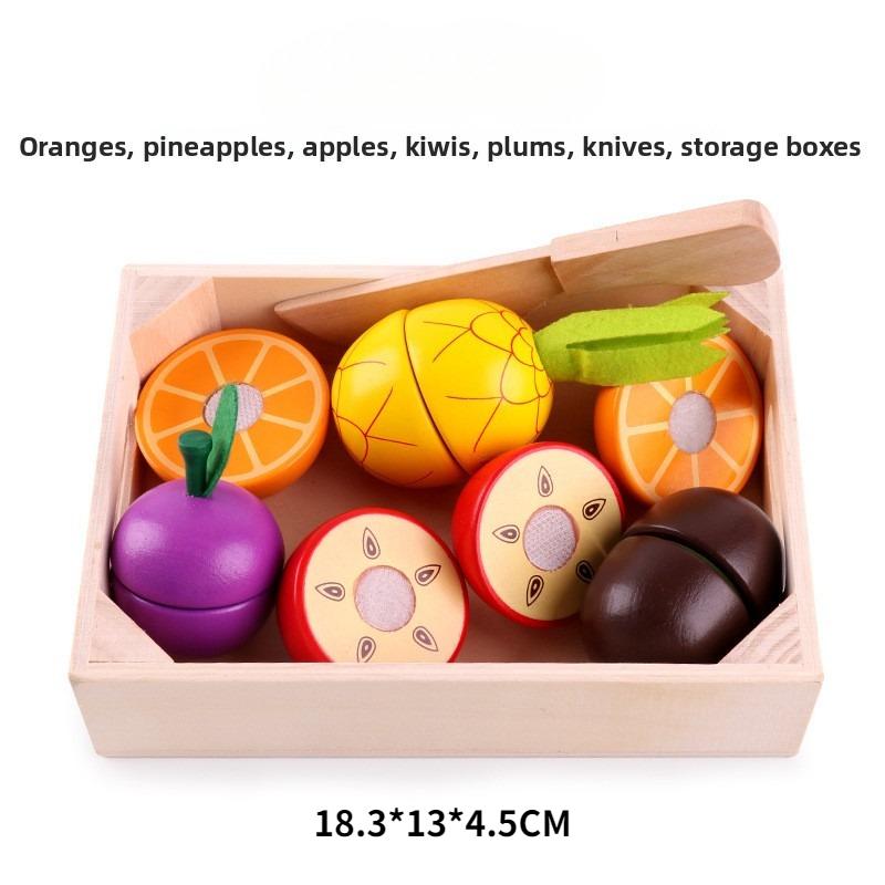 Holz Simulation Küche Rollenspiel Spielzeug Klassisches Spiel Montessori Lernspielzeug für Kinder Kinder Geschenk Obst Gemüse Schneideset