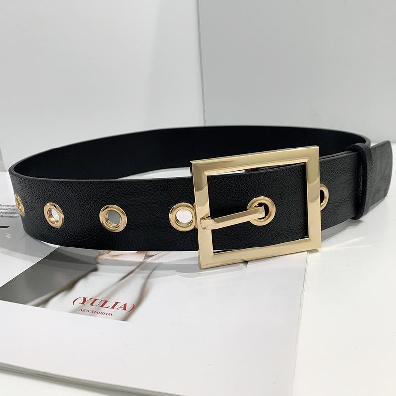 Trendy Black Womens Waist Belt With Rectangle Alloy Buckle For Versatile Fall Looks