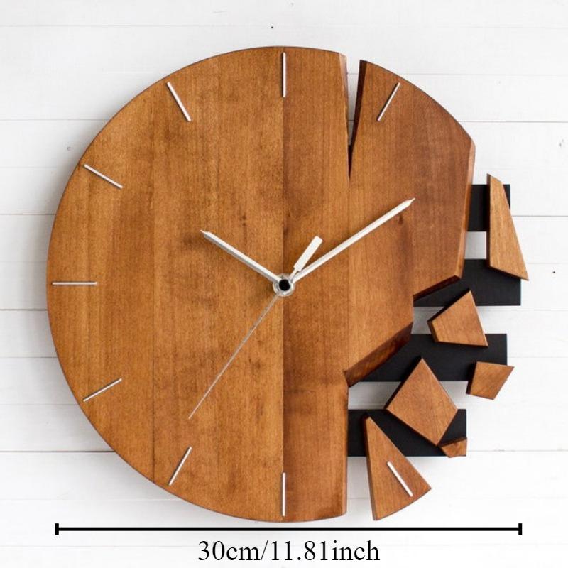 

Round Silent Wall Clocks Wooden Art Modern Modern Luxury Clocks Creative Elegant Clock Wall Living Room Watch Decorations коричневый