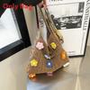 Summer Fashion Woven Bucket Bag With Inner Pouch For Casual Outings