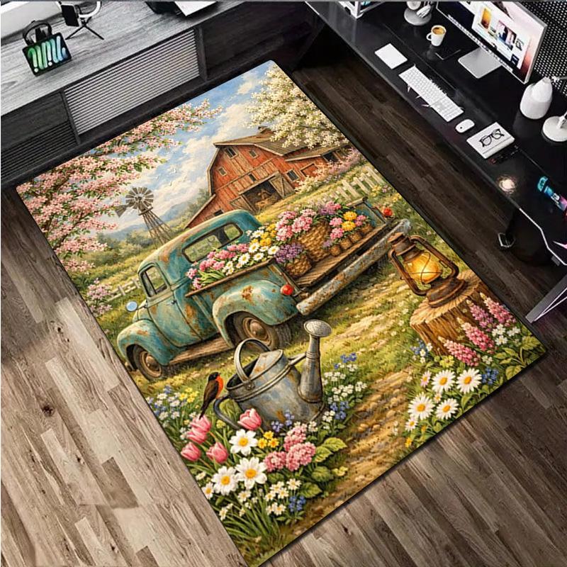 1Pc Truck Field Print Rug - home decoration Carpet For Living Room Bedroom Flooring Computer Chair Area Rug