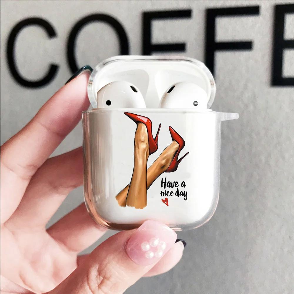 

Ins Fashion Lady High Heels Coffee Clear Earphone Case For AirPods 4 3 Pro 2 Protective Shell Cover For AirPod 4 2 Air Pod Funda AirPods 3rd
