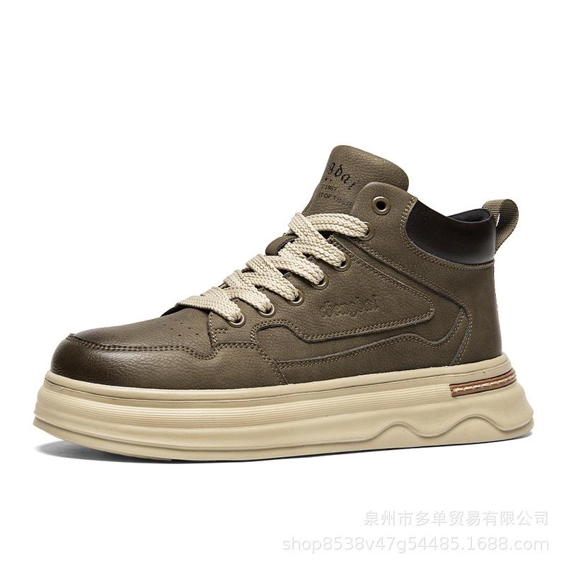 New shoes microfiber leather surface British casual retro comfortable mid-top thick-soled cushioning skateboard shoes