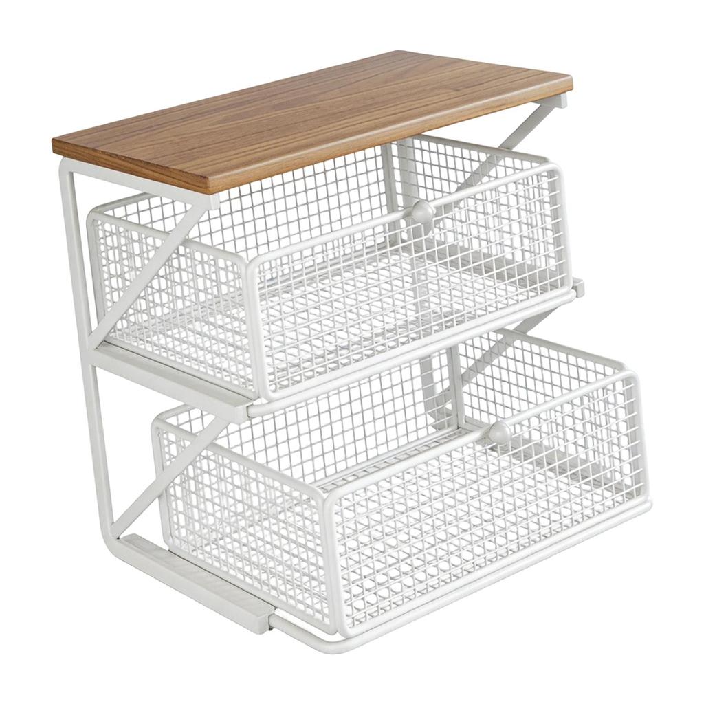 Organizer for Coffee with Drawer, Double-layered, Ideal As A Kitchen Counter Or Office.