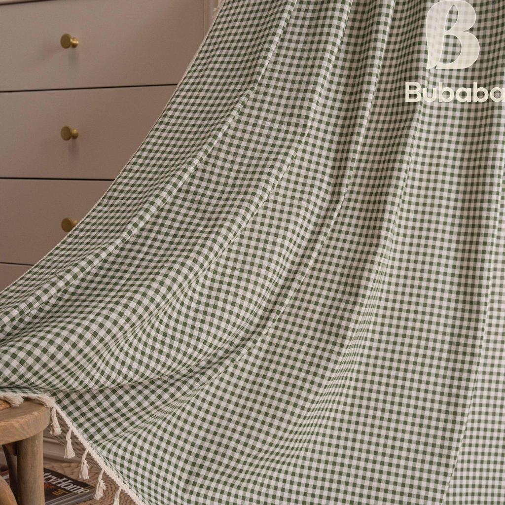 Bu Baba Orange Plaid Tassel Curtains - Semi-Shading, Decorative for Living Room, Bedroom, Kitchen, Balcony