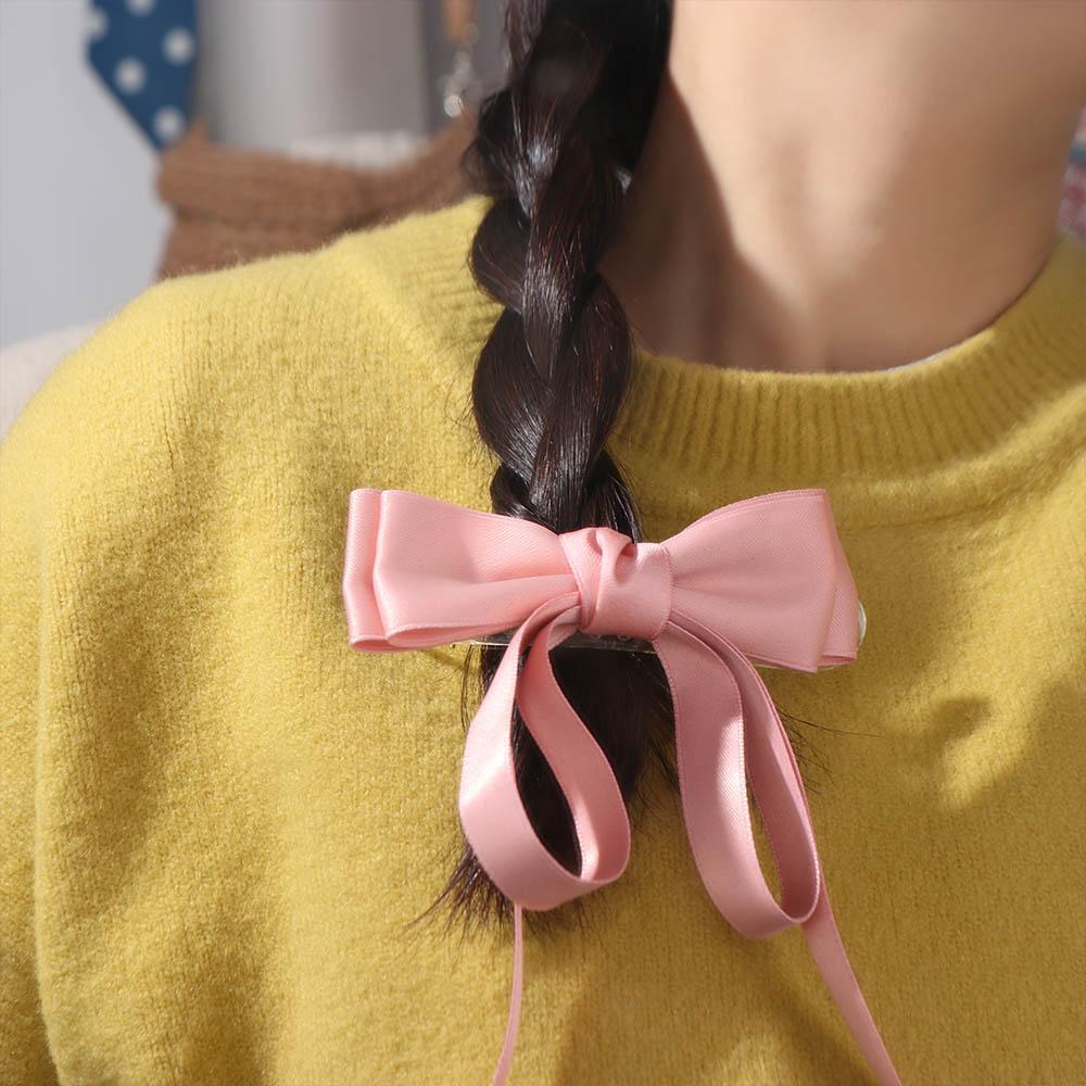 Sweet Bow Ribbon Hair Clip French Style Women Hairpin Fashion Satin Bow Hair Clip  Girls