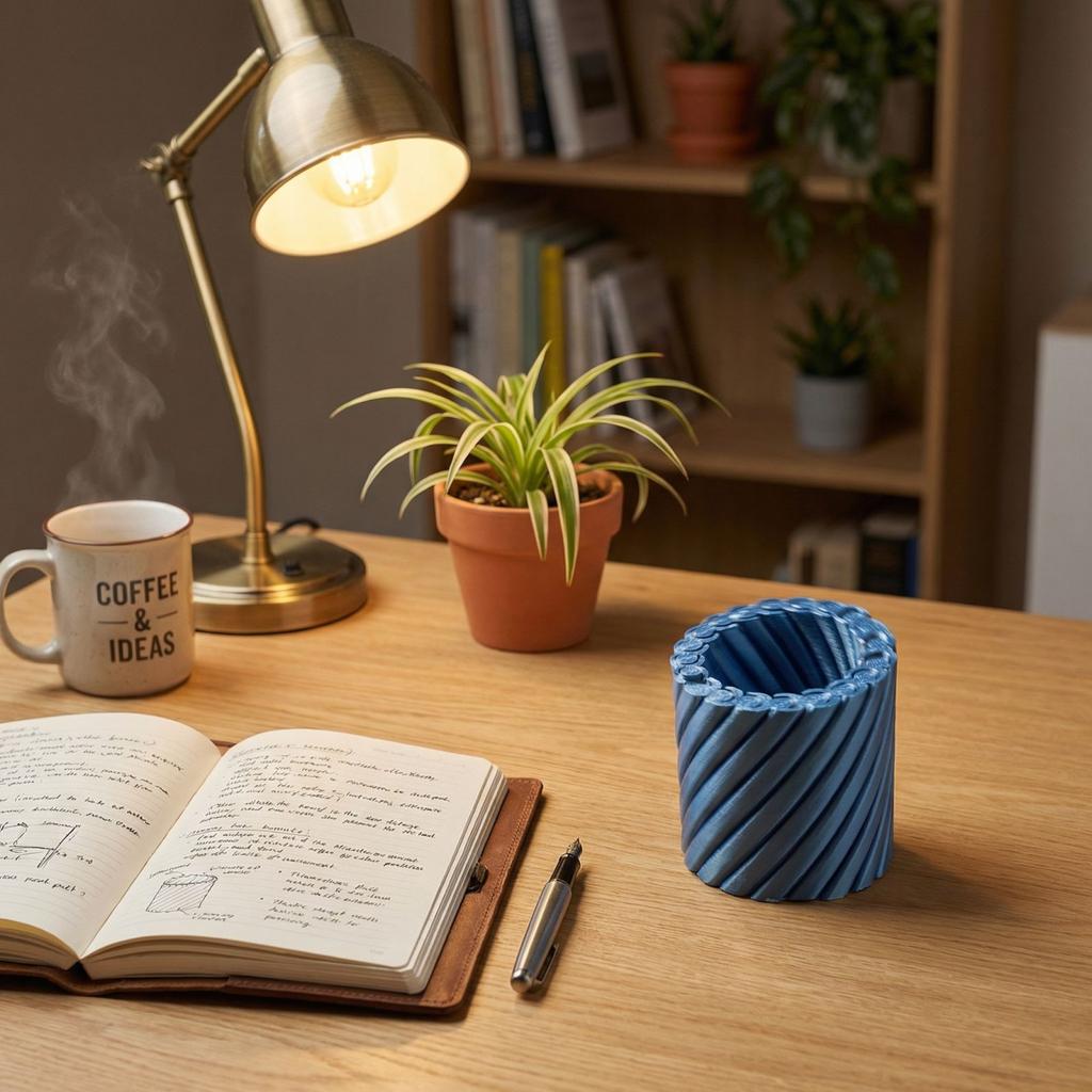 3D Printed Rotating Decompression Pen Holder - Two-tone Gradient Desktop Storage Box, Rotating Stress-relieving Toy, Available In Multiple Colors.