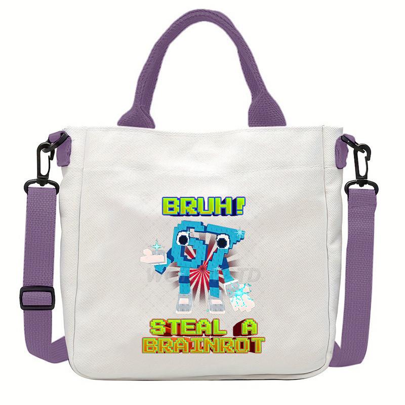Steal a Brainrot 67 Printed Student Crossbody Bag Casual Canvas Shoulder Bags