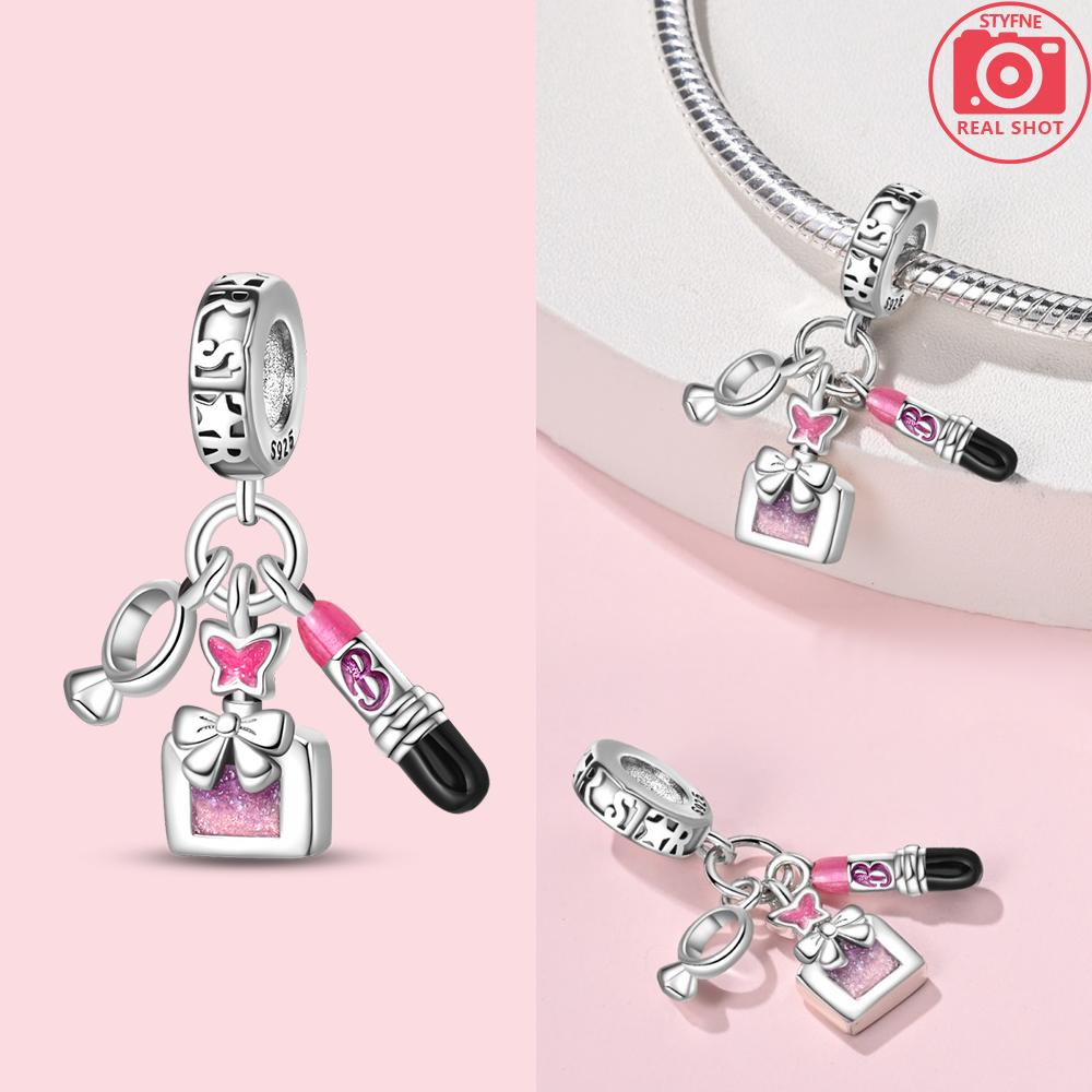 Copper Charms Original Pink Zircon Heart Butterfly Castle Rabbit Beads Fit Bracelet Women Accessories Diy Jewelry Gift