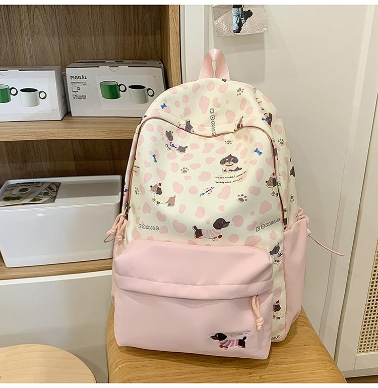 Schoolbag College style backpack Middle and high school trend Leopard print schoolbag Outdoor travel Girl backpack Contrasting color versatile travel 