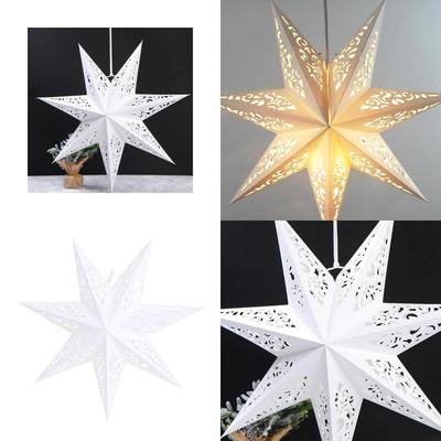 Hollow Out Eight Paper Led Lantern Star Night Light Hanging Lamp Ornament for Home Bedroom Festival Party Decor X3UC