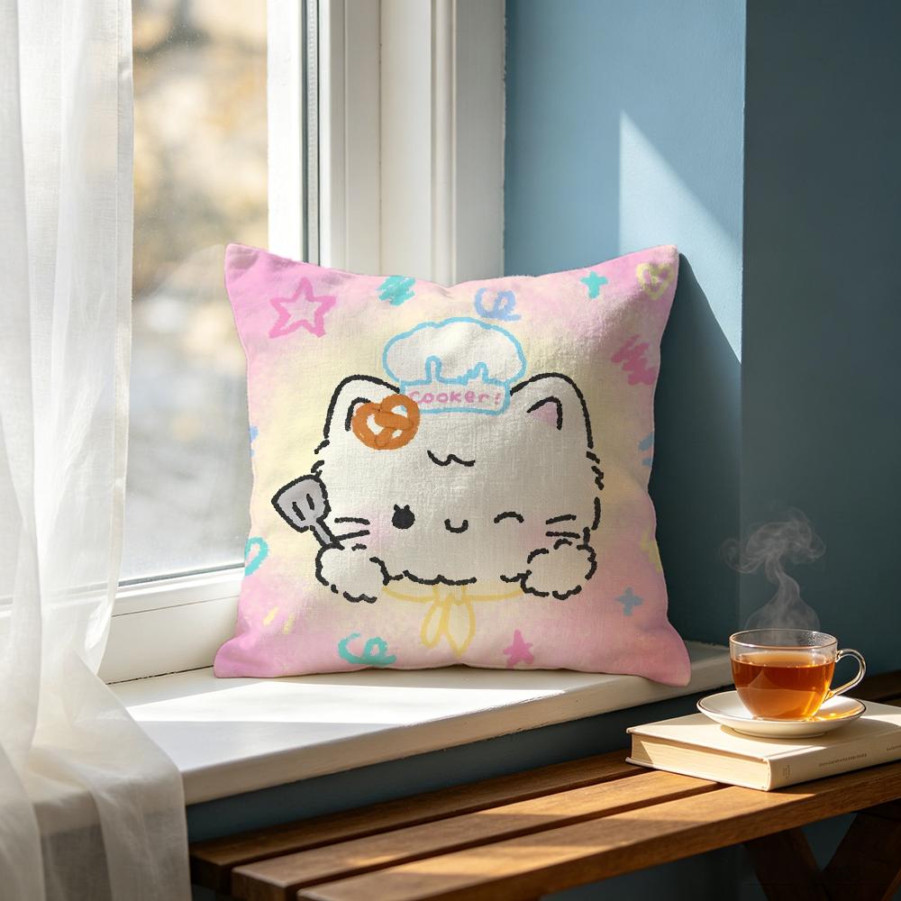 Cartoon FFish Lover Cat Cushion Cover Cushion Cover Set Pcs x x x Pillowcase Decorative Sofa Home Decor