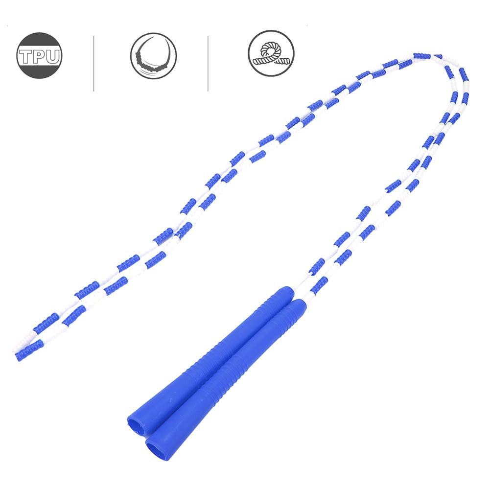 Beaded Segmented Jump Rope Adults Children Sports Exercise Skipping Rope (Blue   White)