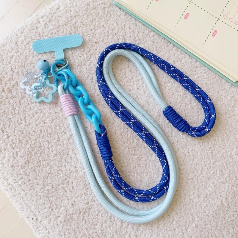 Y2k Korea Cute Star Bell Nylon Diagonal Span Rope Mobile Phone Anti-lost Thickened Halter Chain Outdoor Phone Long Lanyard Chain