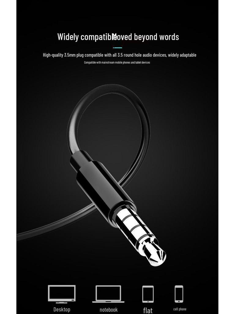 Wired In-Ear Computer Headphones with Microphone and 2-3 Meter Extension Cable, Dual Plug for Live Monitoring.