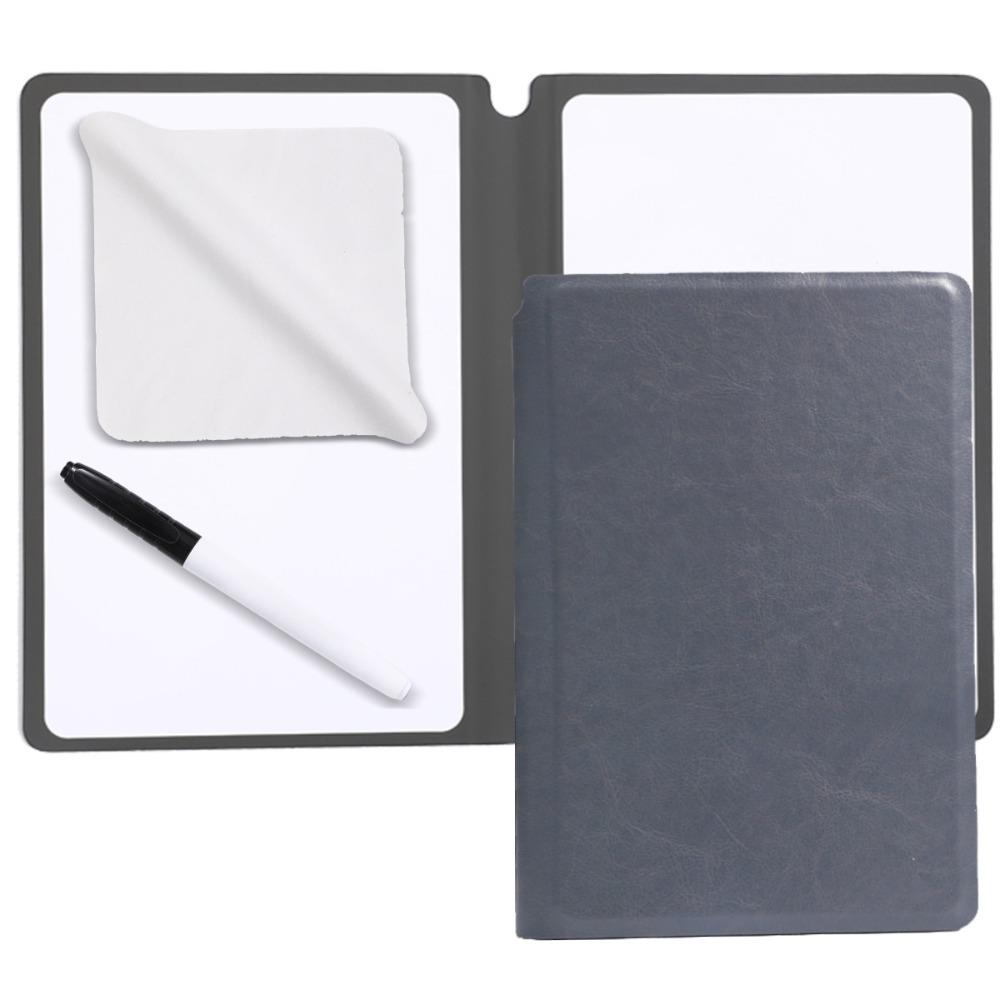 High Quality A5 Whiteboard Notebook Leather Reusable Erasable Memo Pad with Whiteboard Pen/Erasing Cloth Writing Board Students