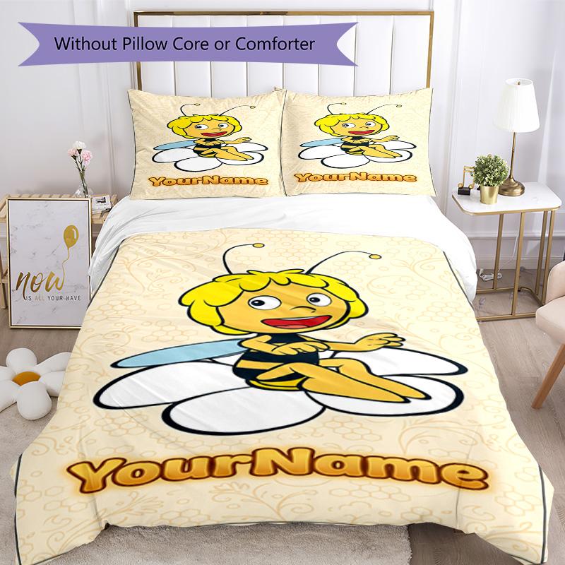 Biene Maja Customize Your Name Bedding Set Breathable Duvet Cover with Pillowcases Home Decoration Birthday Gift