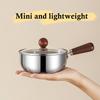 1Pcs Stainless Steel Oil Pot Wooden Mini Soup Milk Pots Thicken Small Saucepan Cooking Tools Kitchen Accessories