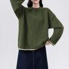 New Plus Size Colorblock Knitted Sweater: Cozy Autumn/Winter Casual Round Neck Pullover for Women