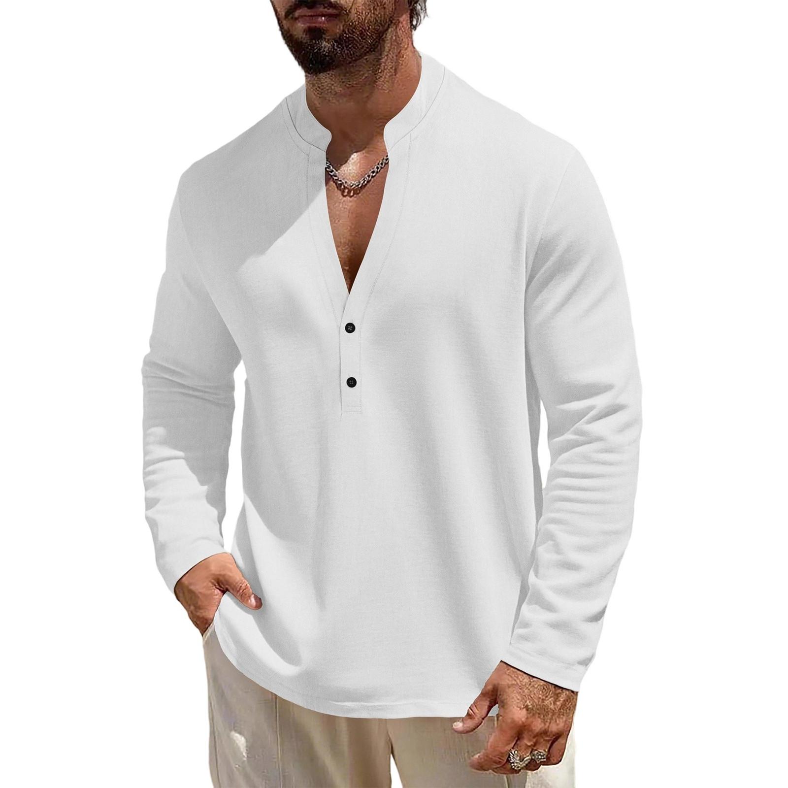 

Мужской модный повседневный спортивный топ с длинными рукавами и застежкой на пуговицы под воротник-стойку M белый