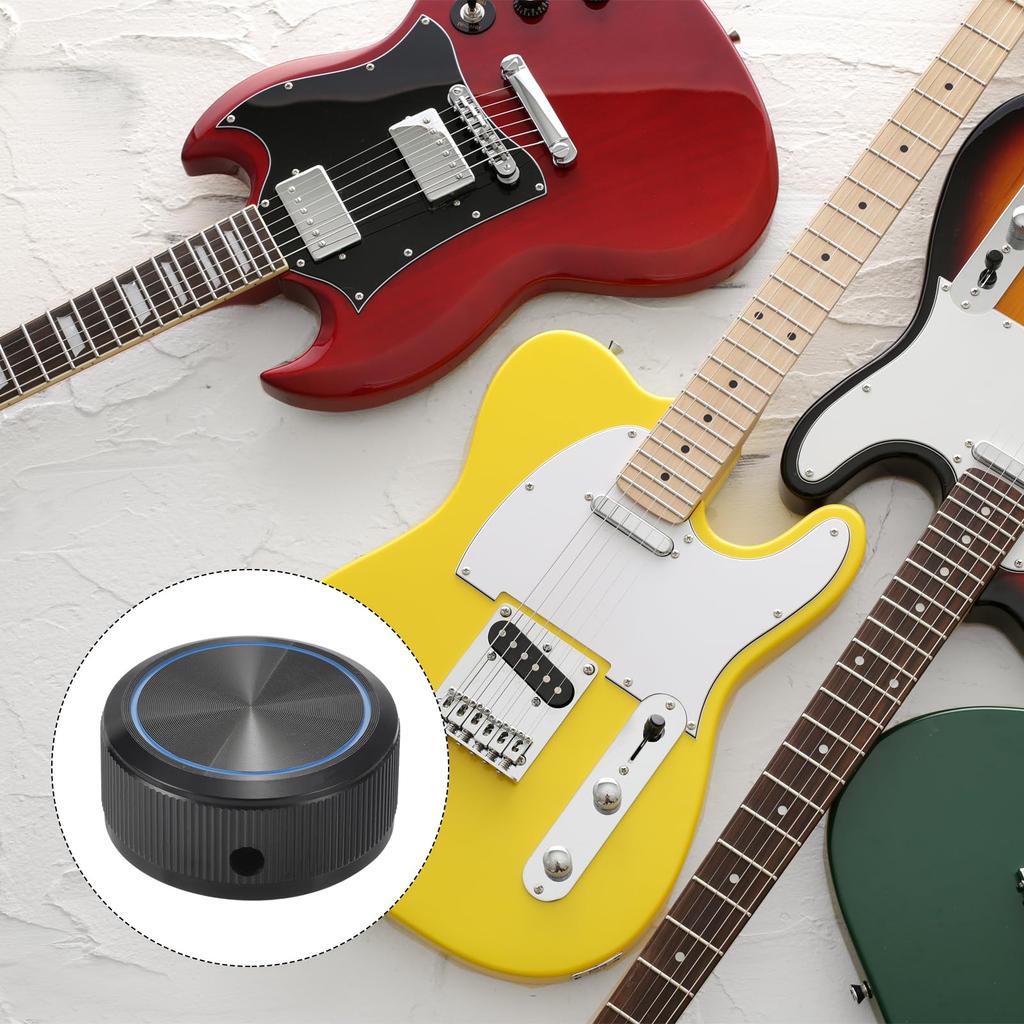 Uxcell Aluminum Potentiometer Knob X Round Shaft Straight Tube Volume Tone Control Knob for Black 1/4" 1.5" Guitar/Bass,