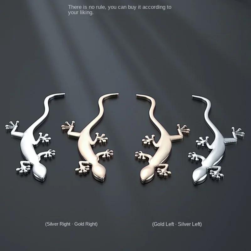 Motorcycle Sticker 3D Metal Gecko Shape Lizard Chrome Car Badge Emblems Sticker Decal Self-adhesive Decoration Silver/Gold 1PC